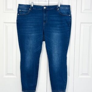 Tahari Medium Rinse Blue Denim Stretch Kelly Mid-Rise Skinny Jeans 24W